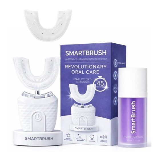 SmartBrush 3in1 KOMPLEKTS - SmartBrush zobu birste, zobu pasta un maiņas uzgalis.