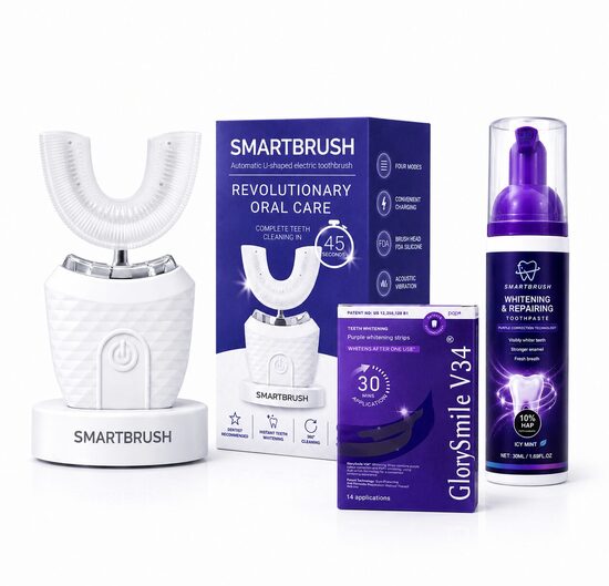 SmartBrush - Electric toothbrush + Purple Toothpaste + Whitening Strips 14pcs.