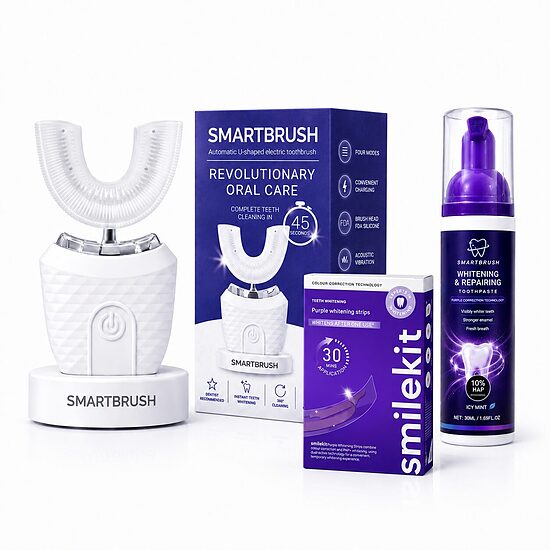 SmartBrush - Electric toothbrush + Purple Toothpaste + Whitening Strips 14pcs.
